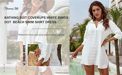 Blooming Jelly Womens Swimsuit Coverups White Chiffon Bikini Swimwear Beach Cover Up Dress Shirt