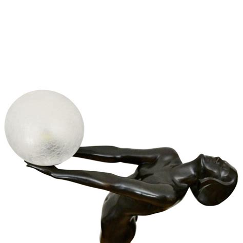 Clart Life Size Art Deco Bronze Lamp Standing Nude With Globe Deconamic