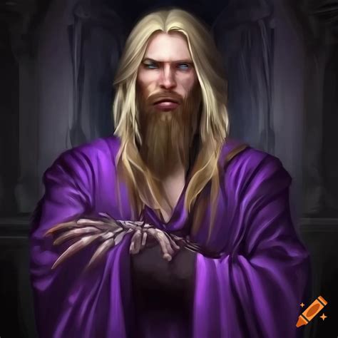 Detailed Portrait Of A Dark Blond Haired Mage In Purple Robe On Craiyon