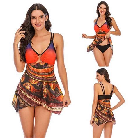 Damen Tankini Rock Badekleid Bikini Set Kaufland De