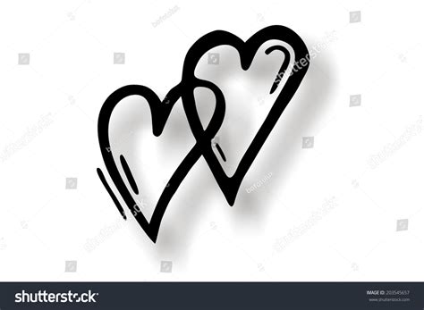 Double Heart Clip Art Black And White