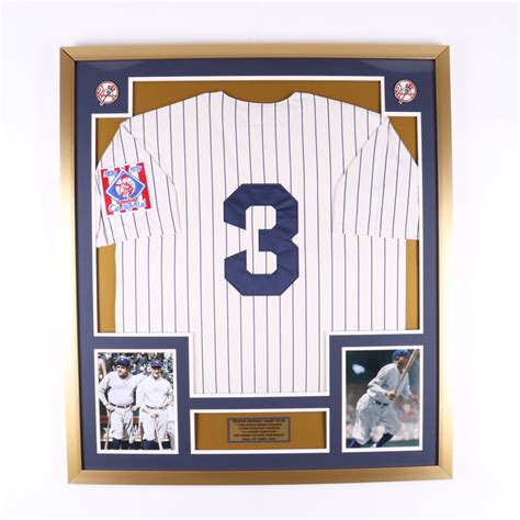 Babe Ruth Custom Framed Jersey Display With Yankees Metal Emblems