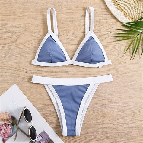 Solid Bikini Women S Split Swimwear Triangle Bikini On Luulla