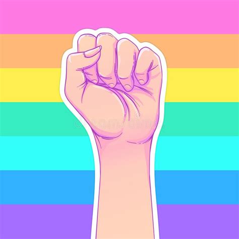 Rainbow Colored Hand With A Fist Raised Up Gay Pride LGBT Concept Stock Vector Illustration