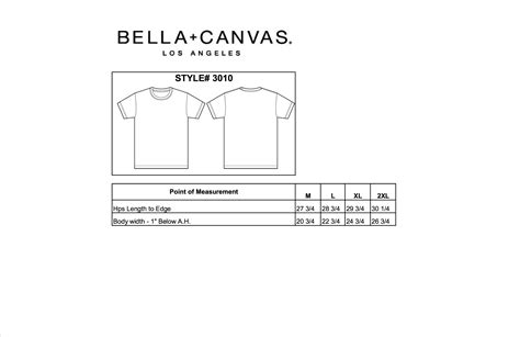 Bella Canvas Size Chart Ponasa