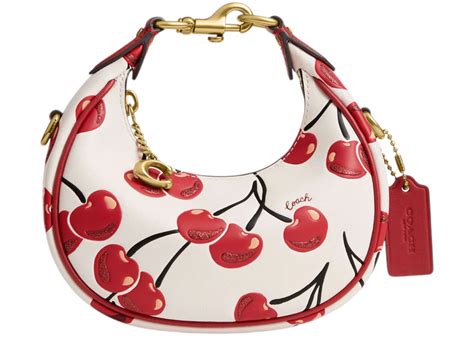 coach jonie bag cherry print brasschalk multi  leather  brass