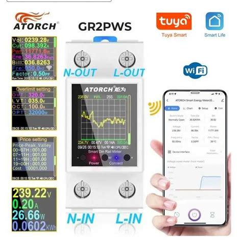 Счетчик электроэнергии Atorch GR2PWS, WiFi, 100А, реле защиты: 1 480 ...
