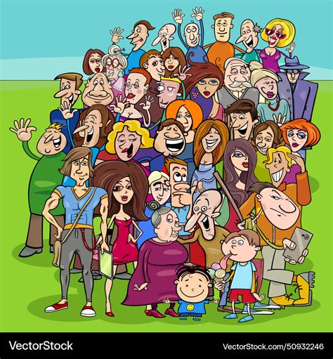 funny cartoon people characters   crowd vector image