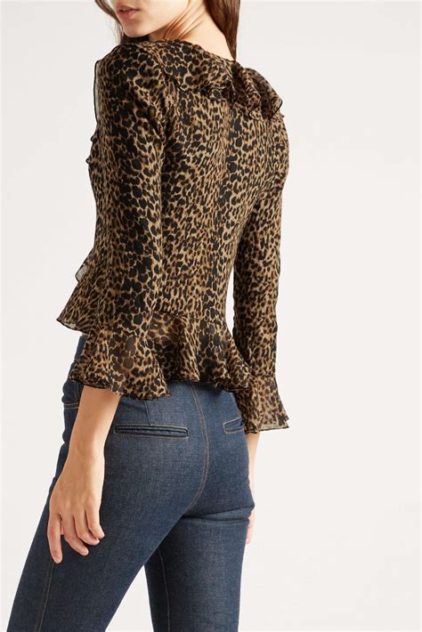 Saint Laurent Ruffled Leopard Print Wool Chiffon Blouse Net A Porter