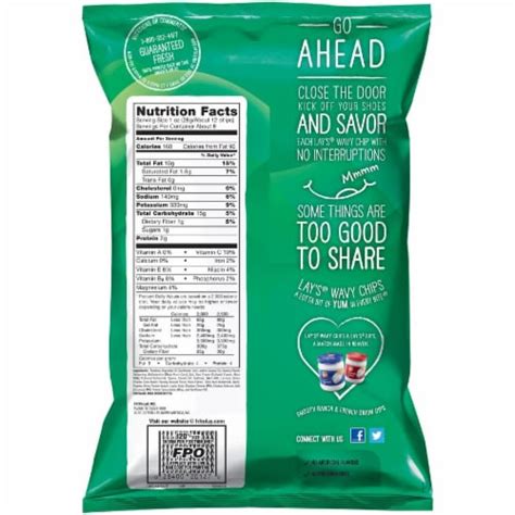 Lay S Wavy Ranch Potato Chips 7 75 Oz Kroger