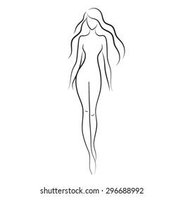 Silhouette Beautiful Nude Woman Vector Illustration Stock Vector