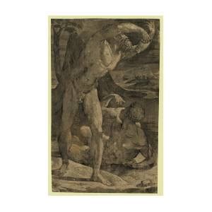 Two Nude Men One Standing One Reclining Drawing By Beccafumi Domenico