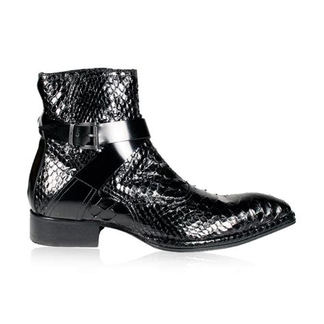 Jo Ghost Mens Shoes Black Zip Up Python Boots 986 Jg1560 Ufuks