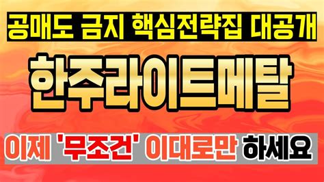 주식 [한주라이트메탈] 한주라이트메탈 주가전망! 목표가와 함께 투자 미래를 그려봅시다! - YouTube