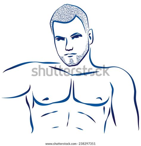 Outline Illustration Nude Mans Muscular Torso Vector De Stock Libre De Regal As