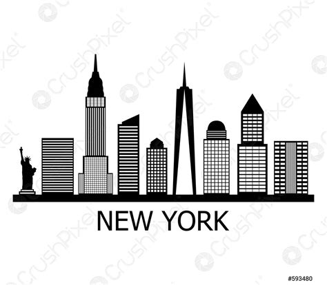 New York Skyline Stock Vector 593480 Crushpixel