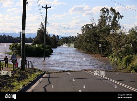 Windsor Road At Mcgraths Hill Submerged By The Hawkesbury Nepean River