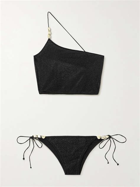 OSÉREE One shoulder embellished metallic bikini NET A PORTER