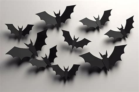 Premium AI Image | Creative Halloween bat paper cut art on gray background