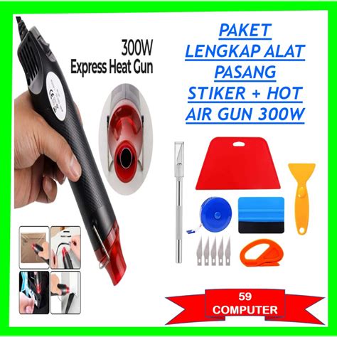 Jual Full Set Alat Pasang Stiker Mini Heat Hot Air Gun Low Watt W Mesin Pemanas Blower Uap