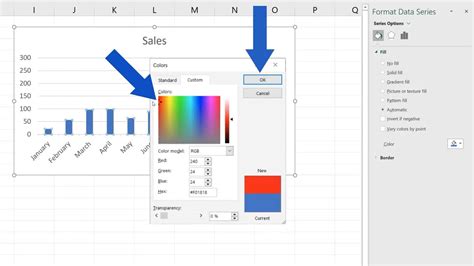 how to change chart colors in excel