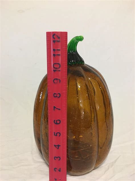 Large Amber Crackle Glass Pumpkin Estatesales Org