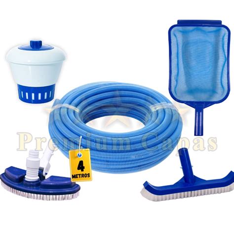 Kit De Limpeza Para Piscinas Fibra Vinil Alvenaria Mini Mangueira