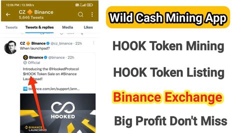 Wild Cash Mining App Hook Token Mining Binance Listing Soon Hook