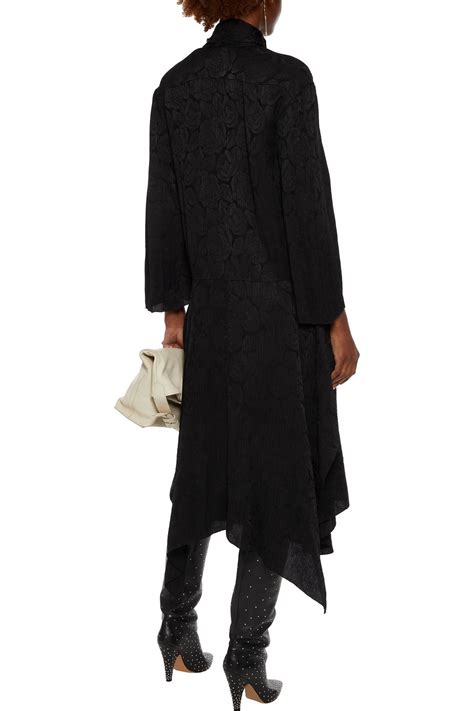 Chlo Pussy Bow Crinkled Satin Jacquard Midi Dress The Outnet