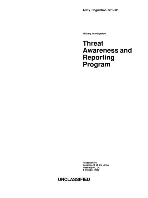 army threat awareness  reporting program  classified