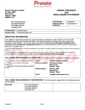 fillable  pronto finance limited fax email print pdffiller