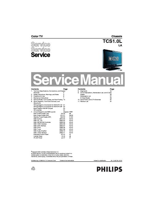 PHILIPS 19PFL3403 TCS1.0L LA CHASSIS, LCD TV SM Service Manual download ...