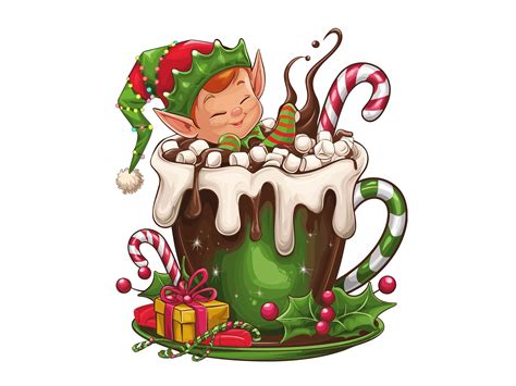 Christmas Elf In Hot Cocoa Mug Vector Graphic By Trendy Creative Creative Fabrica