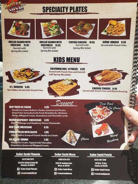 Menu At Señor Sushi Restaurant Phoenix W Indian School Rd