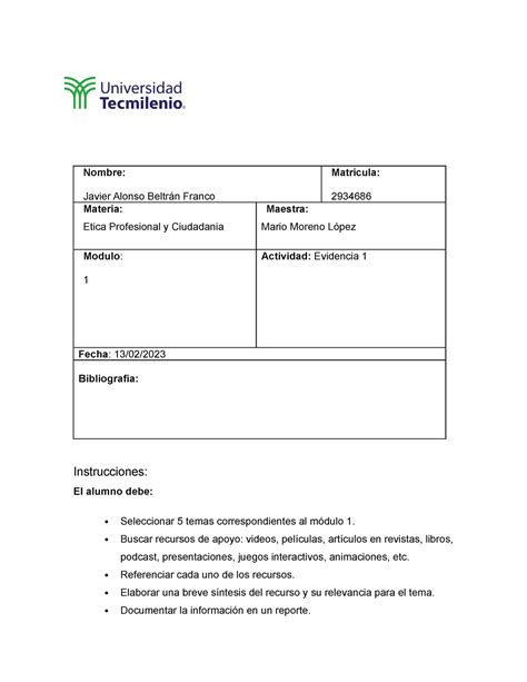 Evidencia 1 etica Nombre Javier Alonso Beltrán Franco Matricula