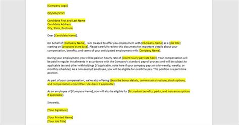 Part Time Job Offer Part Time Job Offer Letter Part Time Job Offer