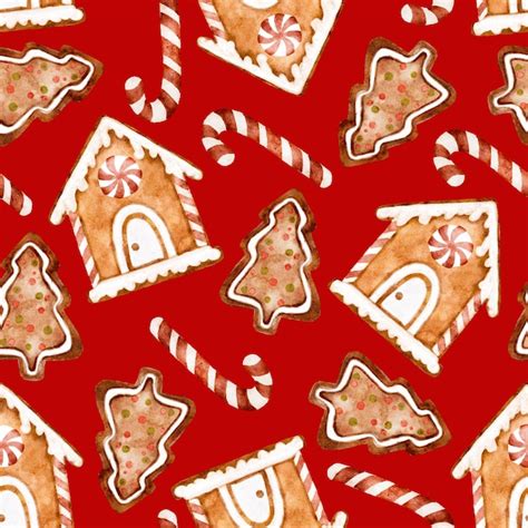 Premium Vector Christmas Gingerbread Cookie Seamless Pattern