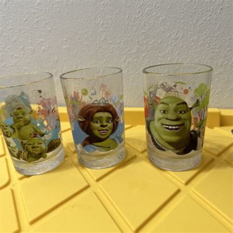 Mcdonalds Dreamworks Shrek The Third Glass Collector S Cup Set Of