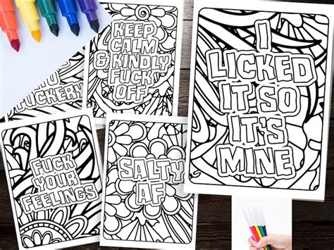 300 Swear Words Stress Relief Coloring Pages for Adults, Printable PDF