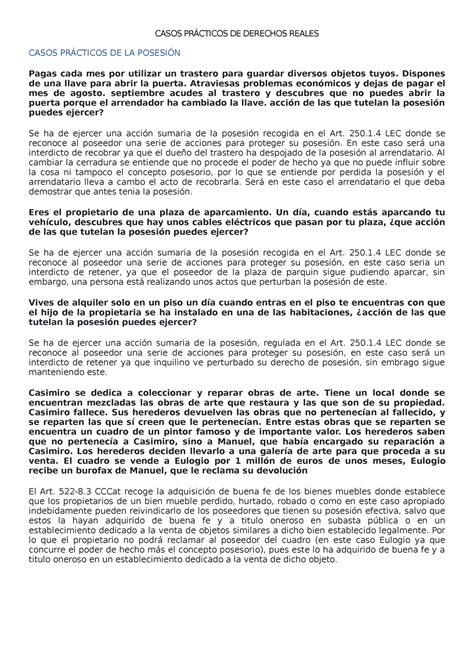 Casos Prácticos De Derechos Reales Casos PrÁcticos De Derechos Reales