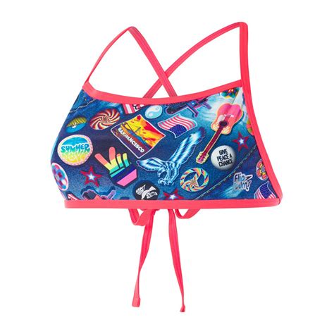 Speedo Retro Pop Cross Bikini Top Blue Swiminn