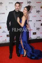 Sunny Leone Looks Hot In Deep Neck Thai High Slit Blue Gown At Filmfare Awards Show Aznude