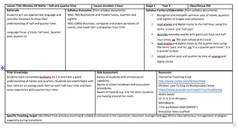 Sample 3 Mathematics Lesson Plan And Feedback Professional Teaching