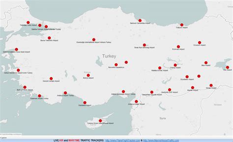 Airports in Turkey map - Map of Turkey airports (Western Asia - Asia)