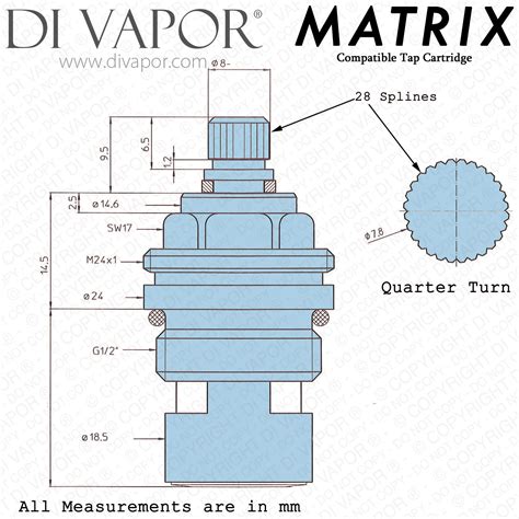 Rangemaster Matrix Tmx Hot Tap Cartridge Compatible Spare Rmtmx