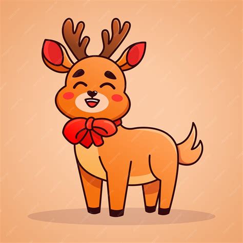 Милый улыбающийся олень мультяшный наклейка векторная иллюстрация ...