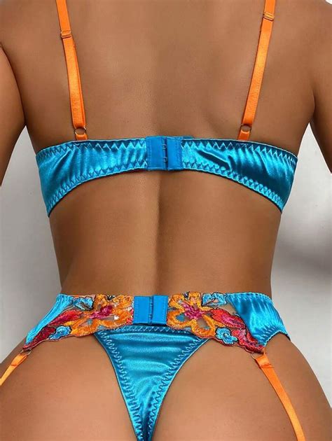 Women Sexy Floral Embroidery Mesh Lingerie Set Random Pattern SHEIN UK