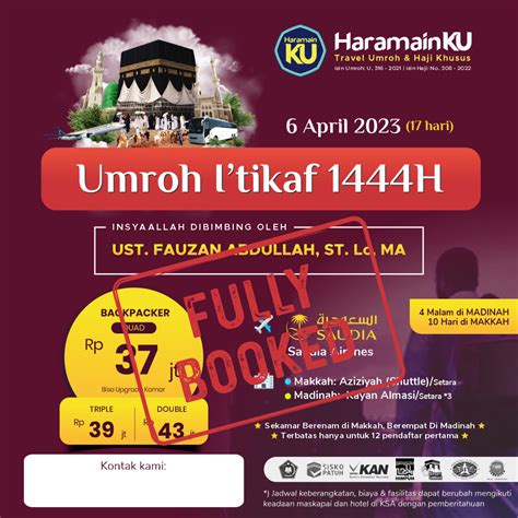 Umroh Itikaf Ramadhan 1444h 17 Hari Pembimbing Haramain Tour