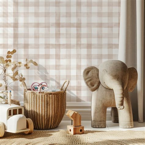 Papel De Parede Autocolante Xadrez Nude Clean Quarto Infantil Shopee Brasil