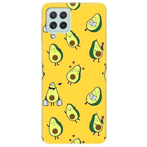 【Чехол для Samsung Galaxy M22 желтый матовый soft touch Cute avocado ...